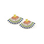 Gold Colorful Baguette CZ Fan Shape Stud Earrings, Sku#LD452
