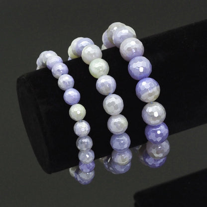 Mystic Blue Banded Agate Stretchy Bracelet, 8mm/10mm/12mm, SKU#EF402