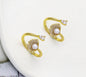 CZ Gold Tulip Flower Pearl Adjustable Ring, Sku#LD309
