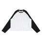Mens Short Raglan-Style Baseball Long-Sleeve Striped Casual T-Shirt