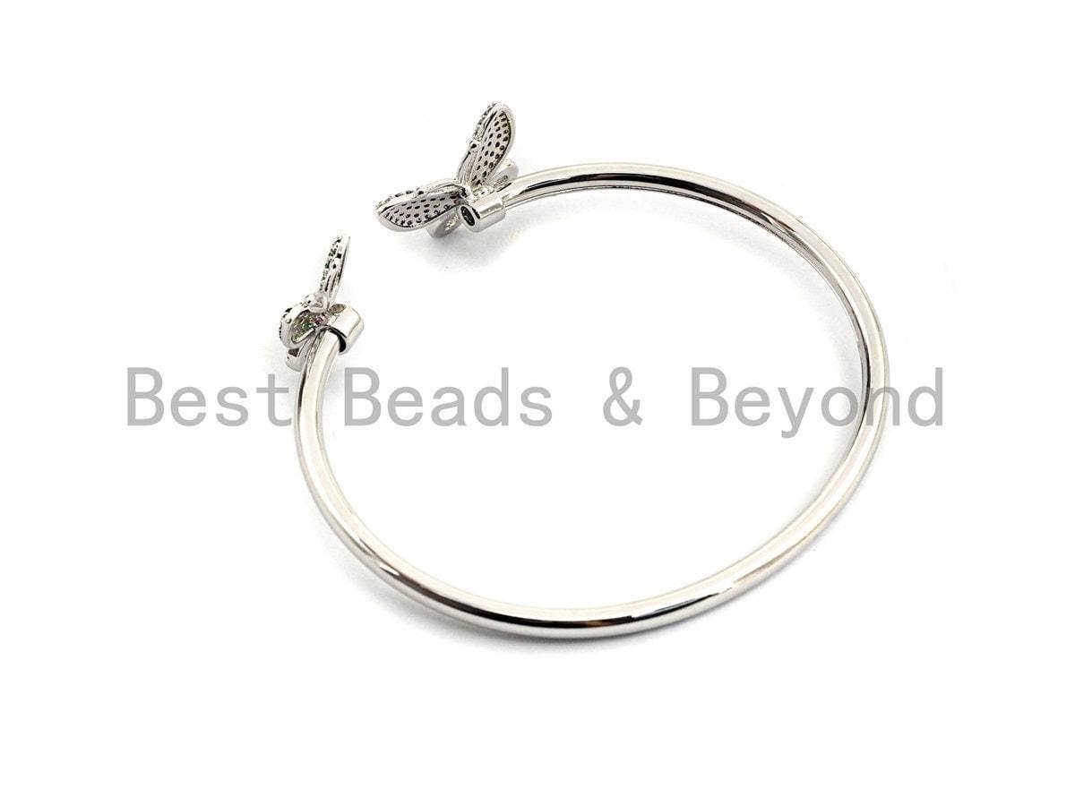 Coloful CZ Butterfly Open Cuff Bracelet, Sku#X75