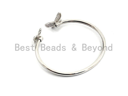 Coloful CZ Butterfly Open Cuff Bracelet, Sku#X75