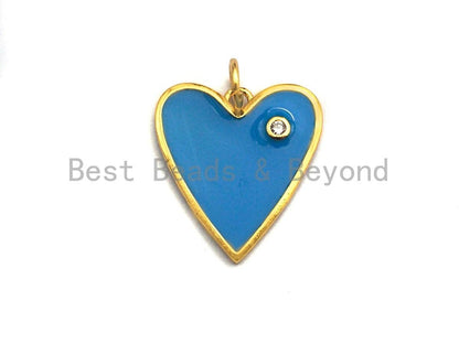 Enamel heart Pendant with CZ, Z412