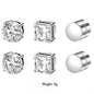 Magnetic CZ Stud Earrings for Men Women, Multi Sets 6mm Non-Piercing Clip On Hypoallergenic Stainless Steel