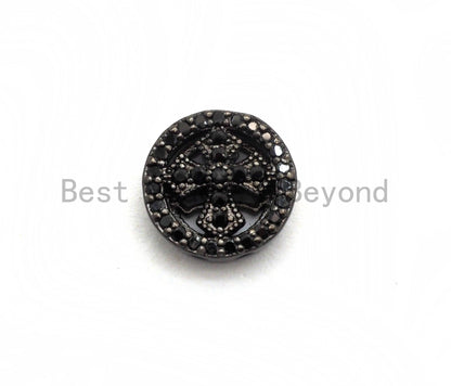 Black CZ Pave Cross Spacer Coin, sku#C99