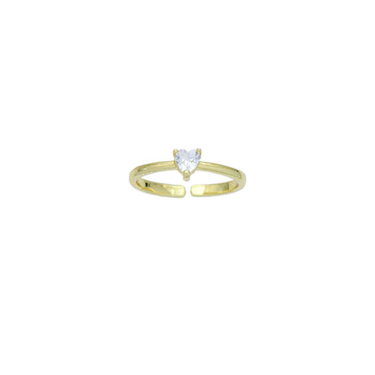 Tiny CZ Heart thin Adjustable Ring, Sku#LD599