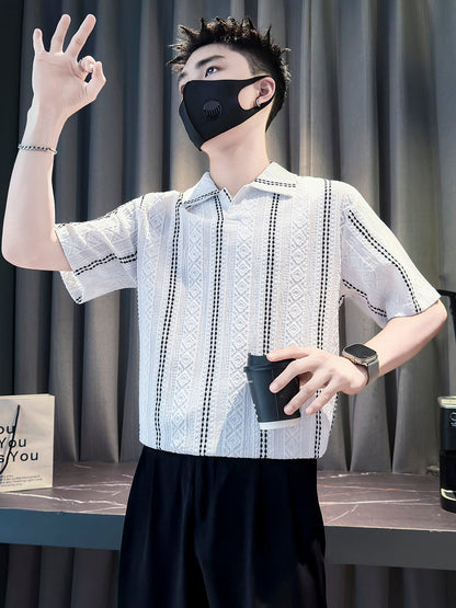 Mens Striped Stylish Casual Versatile Shirt
