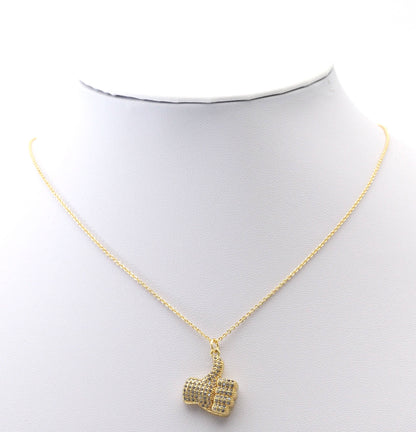 CZ Gold Thumb up Gesture Charm, Sku#LK771