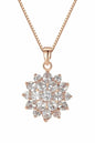 Diamond Sunflower Pendant Necklace 18 Karats Gold Plated
