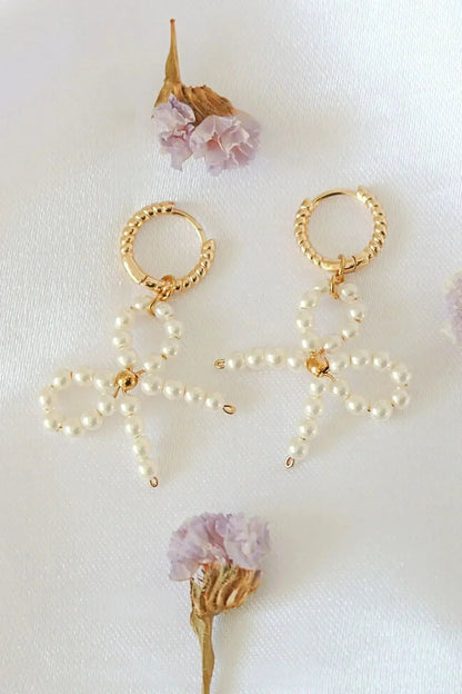 Miss Coquette Pearl Bow Earrings | Gold Plated Hypoallergenic -Femstylo