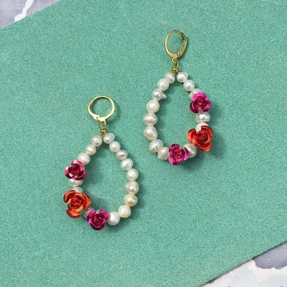 Rose Pearl Earrings + Necklace