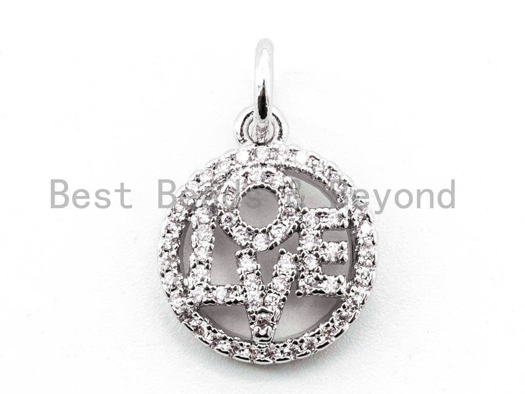 CZ Micro Pave 13mm love Round Pendant/Charm,CZ Love Charm, sku# F341