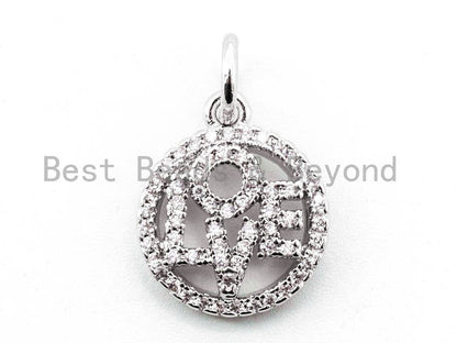 CZ Micro Pave 13mm love Round Pendant/Charm,CZ Love Charm, sku# F341