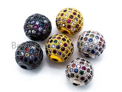 CZ Micro Pave Multi Color Ball Spacer Beads, Rainbow Colored Shamballa Ball Beads,sku#G293