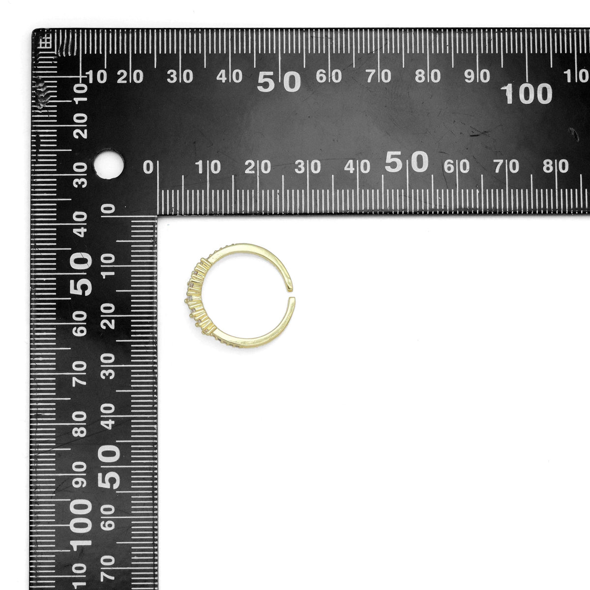 Gold Clear CZ Thin Point Line Adjustable Ring, Sku#LD598