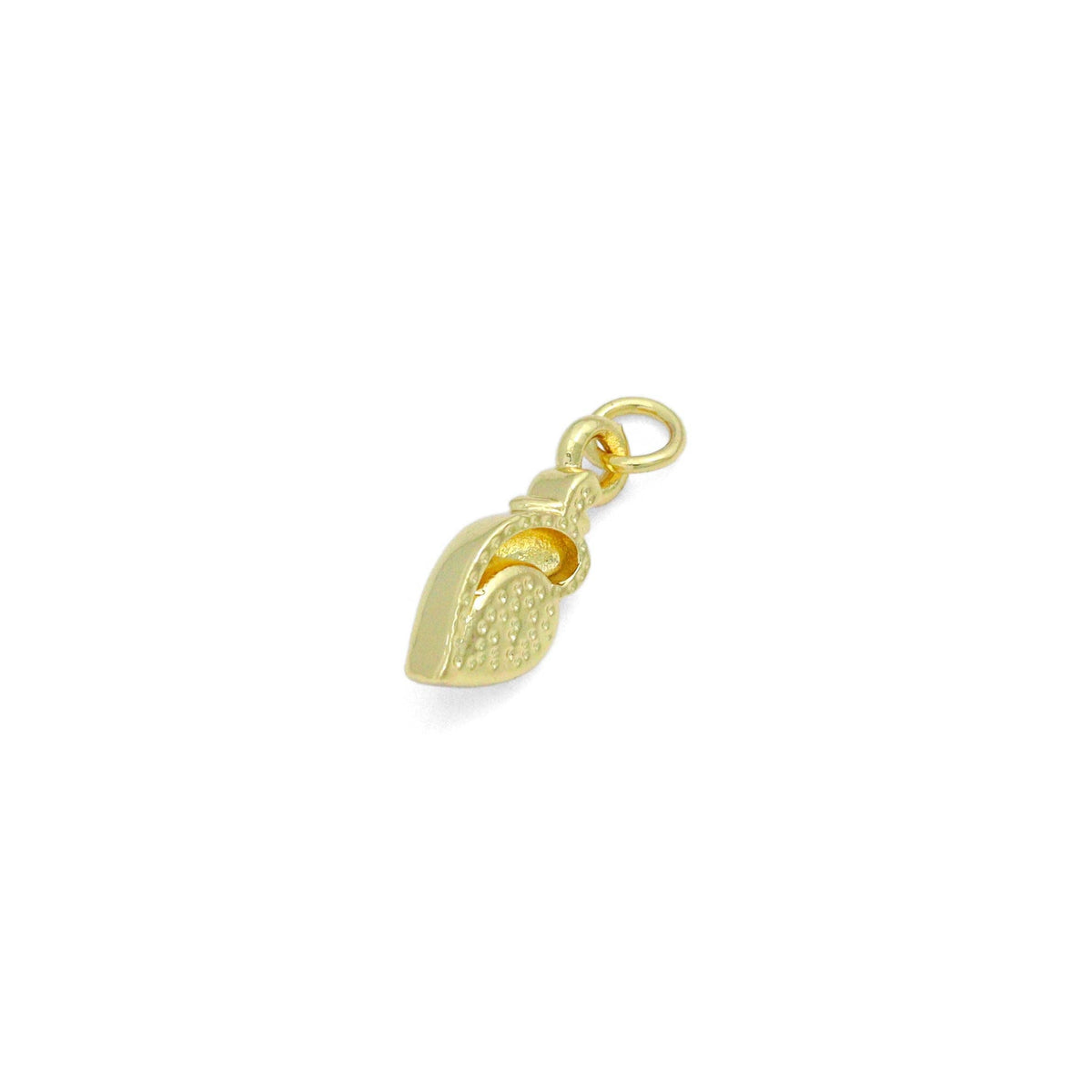 White Pearl On Conch Shell Charm Pendant, Sku#LD701