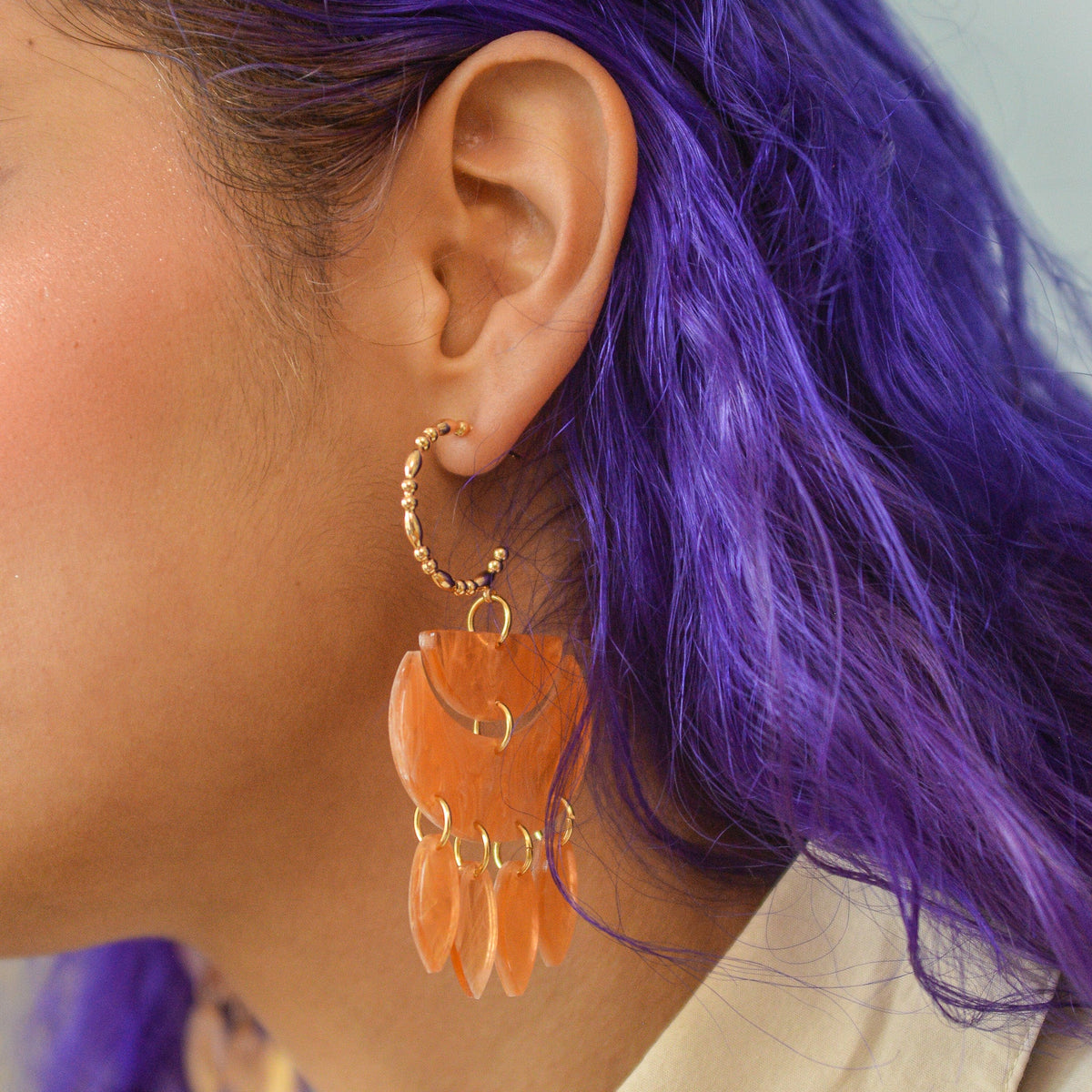 Feather Dangle Statement Earring