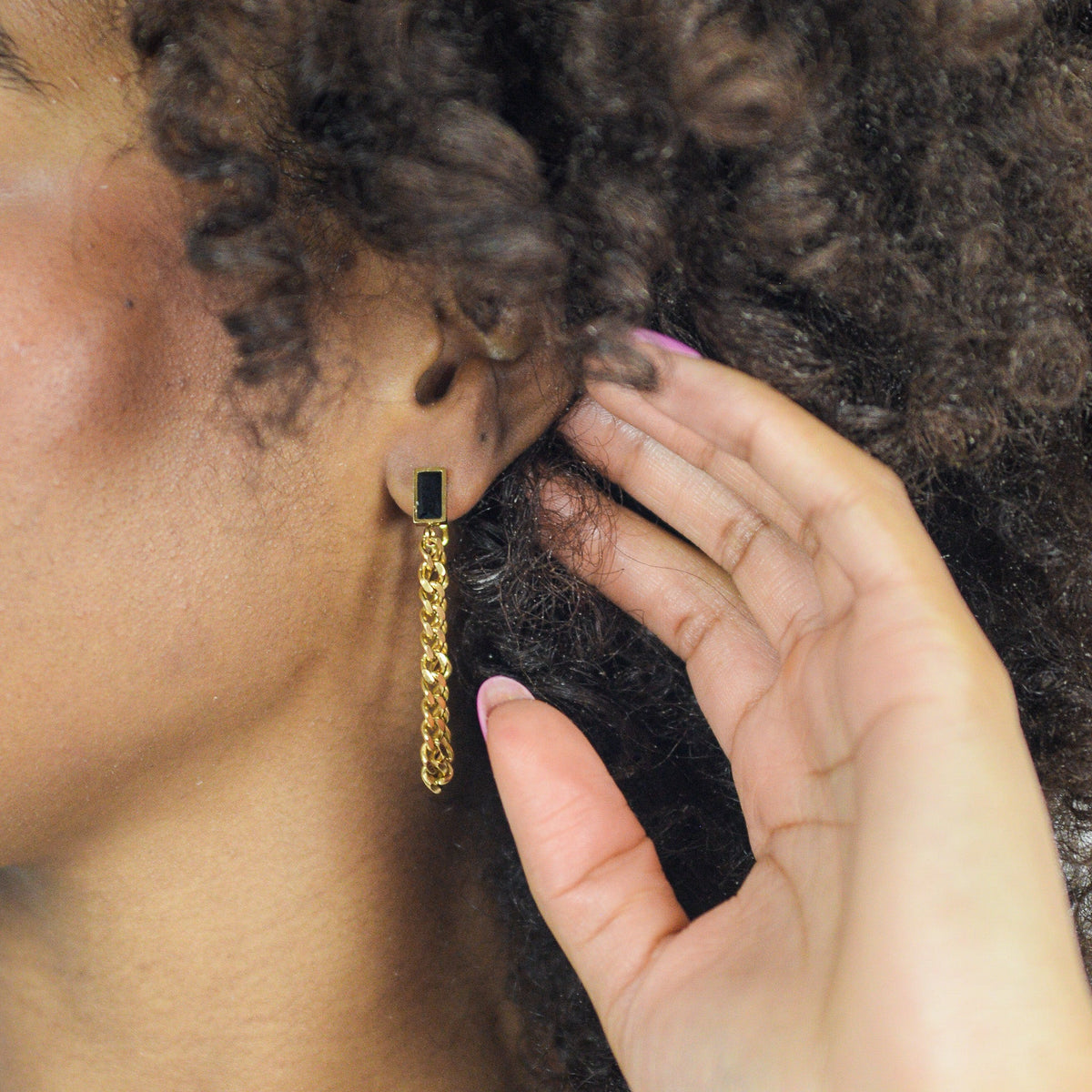 Titanium Dangle Chain Earrings