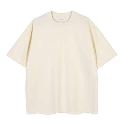 Double Yarn Short Sleeve Sweat-absorbing Cotton T-shirt Top