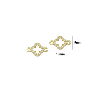 Clear CZ Gold Clover Flower Connecter ,Sku#LD738