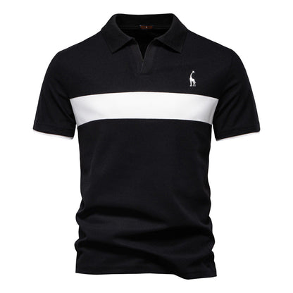 Deer Embroidered POLO Men's Lapel Short-sleeved T-shirt