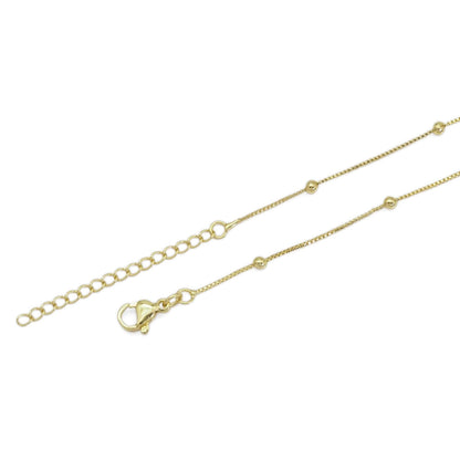 Dainty Gold Box Chain with Satalite ball Adjustable Necklace, Sku#LD493