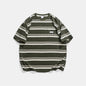 Casual Loose Striped Pocket Round Neck T-shirt