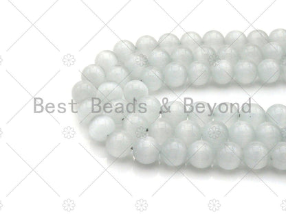 Cat's Eye Yellow/White Round Beads, UA160
