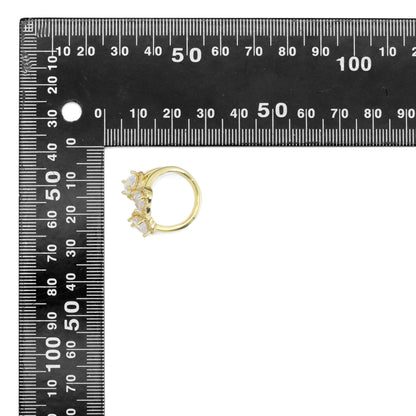 Gold Silver Clear CZ Triple Heart Adjustable Ring, Sku#A149