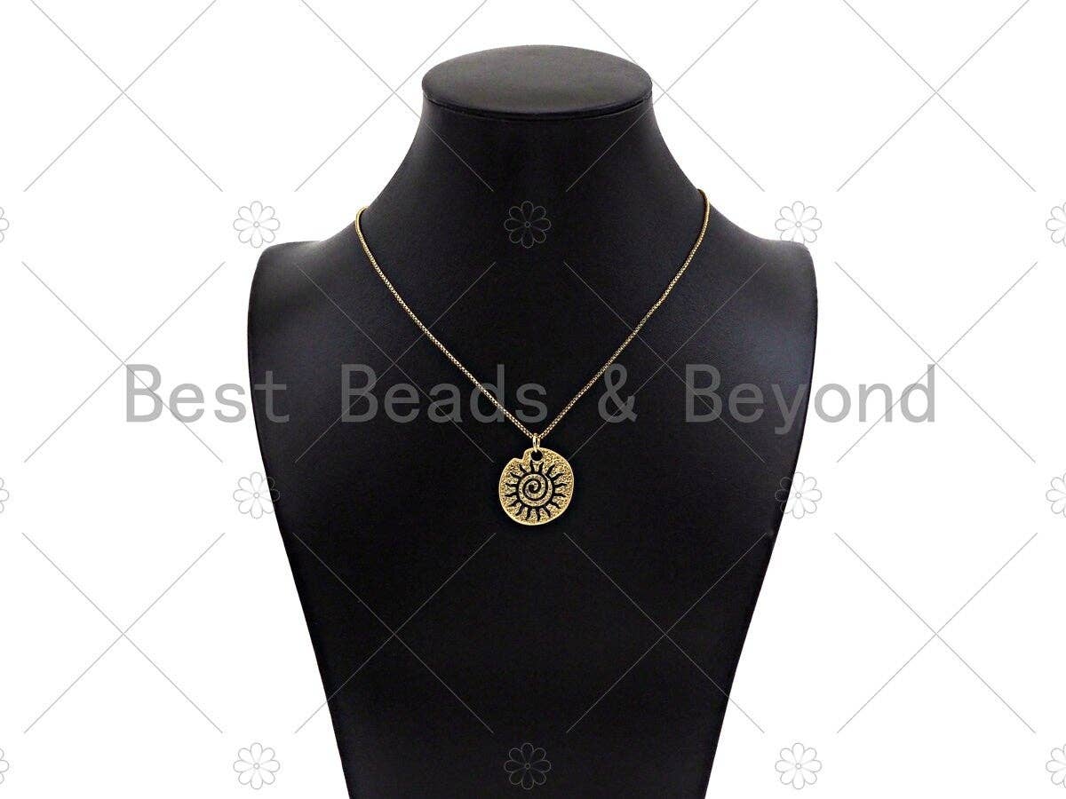 Black Enamel black cz swirl charm, 18K Gold Medallion Charm,Sku#L566