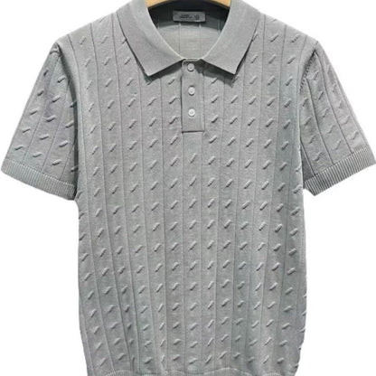 Mens Summer Striped Short-Sleeve Polo Shirt