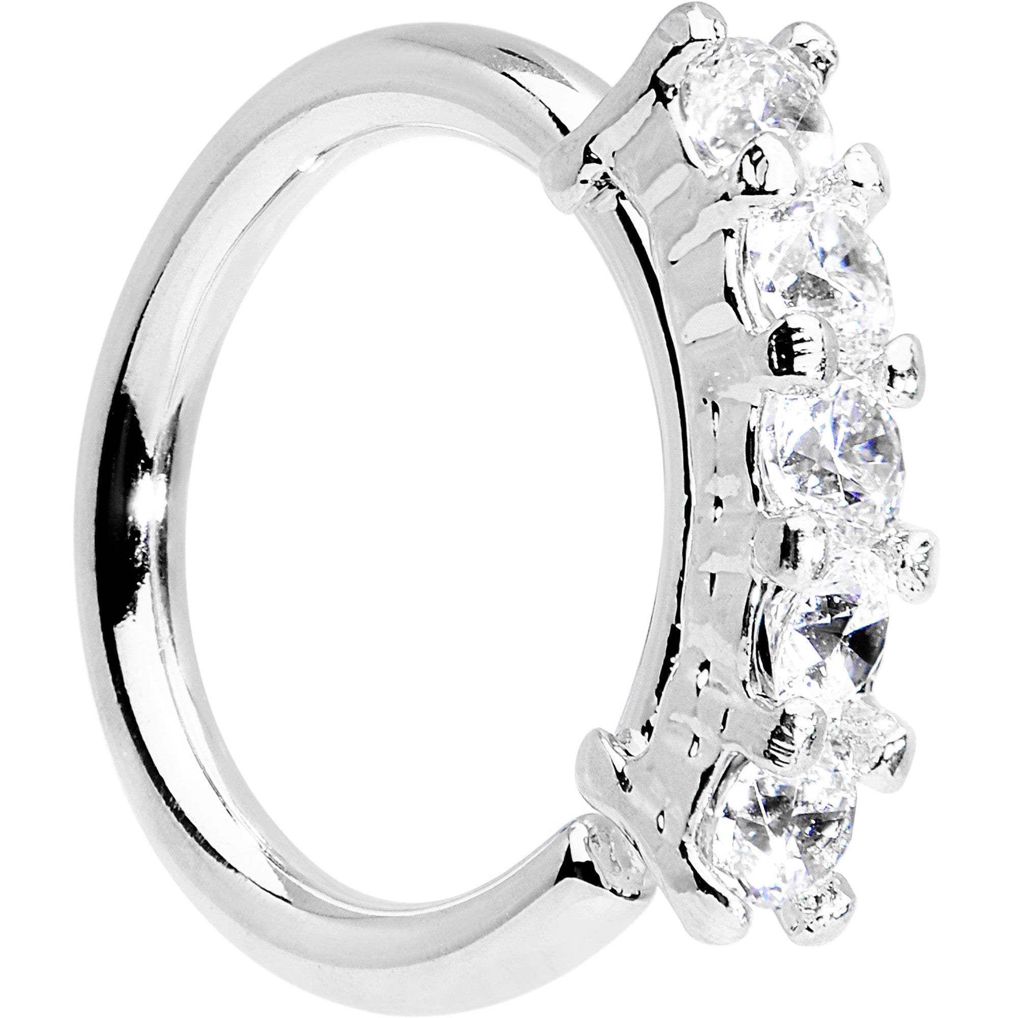 16G 5/16 Clear CZ Quintet Seamless Circular Ring