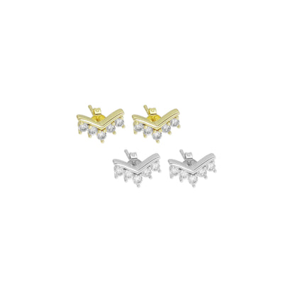 Gold Shape V Wing Shape Stud Earrings, Sku#A167