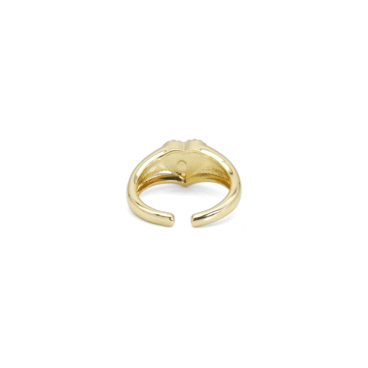 Gold CZ Mother of Pearl Heart Adjustable Ring, Sku#LD464c