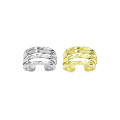 Slippy Gold Silver Twisted multiline Ring, Sku#A397