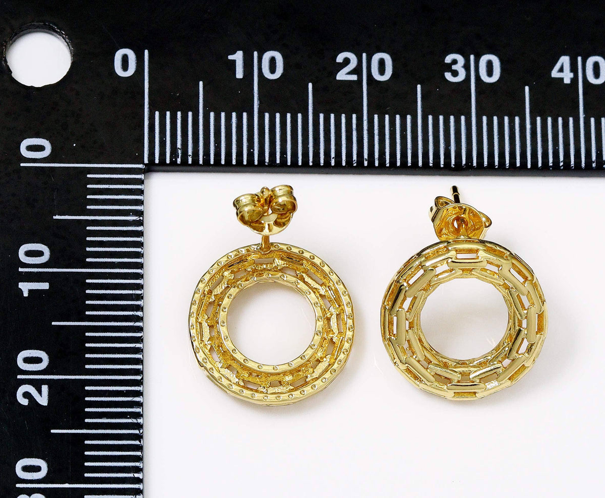 Filigree Gold Donut Stud Everyday Earrings, Sku#LK741