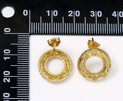 Filigree Gold Donut Stud Everyday Earrings, Sku#LK741