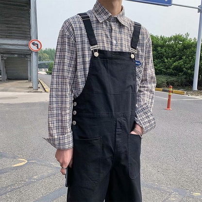 Men's Loose-Fit Stylish Multi-Pocket Jumpsuit With Suspender Straps
