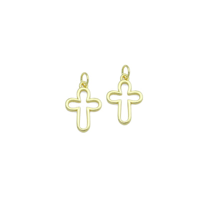 Gold /Bright Silver Frame Cross Charm Pendant,Sku#LD725