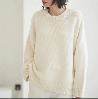 Womens Plus-Size Loose Crew-Neck Pullover Sweater