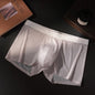 Mens Striped-print Boxer Briefs In Ice Silk Fabric