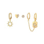 Multi Sets of Chic Star&Moon Earrings, 3-6pcs, 18k Gold Plated Stud Drop Hoop Huggie Cuff Chain, S925 Needle