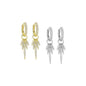 CZ Gold Silver Dangle spike Leaf  Earrings, Sku#A147