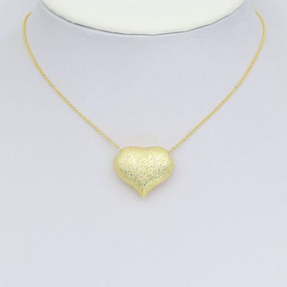 Sparkly Gold Puffy Heart Shape Charm Pendant, Sku#LD644