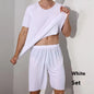 Advanced Ice Silk Round Neck Solid Color Short Sleeve Shorts Suit