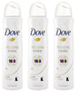 Dove Antiperspirant Dry Spray - Invisible - Clear Finish - 3.8 OZ (107 g) Per Can - Pack of 3 Cans