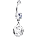 Clear CZ Gem Triskele Spiral Dangle Belly Ring