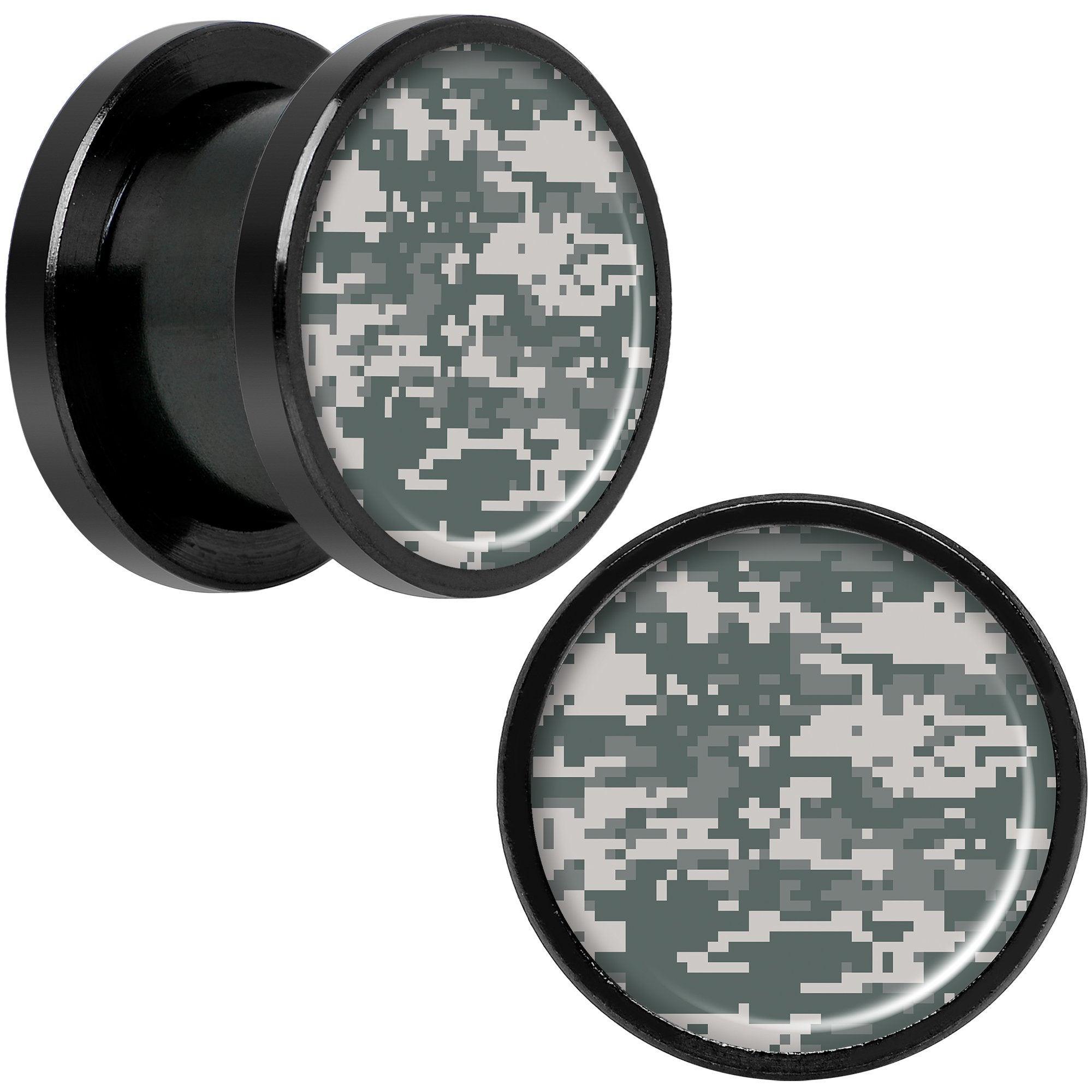 Digital Camo Print Black Anodized Screw Fit Plug Set 1/2
