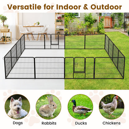 16 Panel 24/32/40 Inches Height Dog Playpen with Lock and Large Door-24 inches