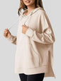 Drawstring Slit Long Sleeve Hoodie